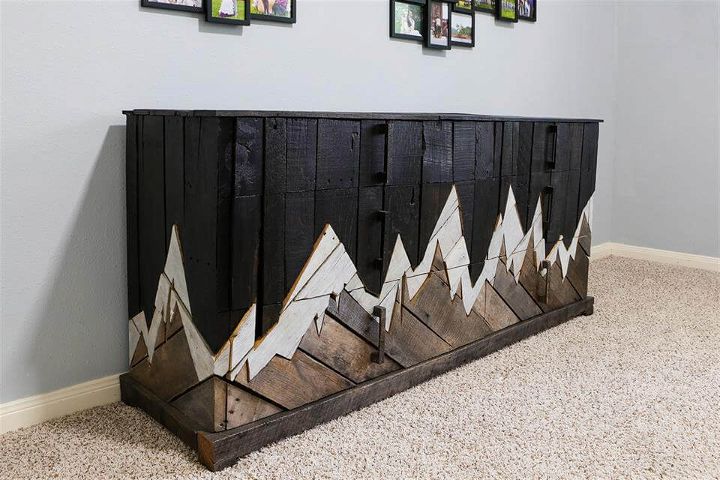repurposed pallet dresser inspired of mountain range