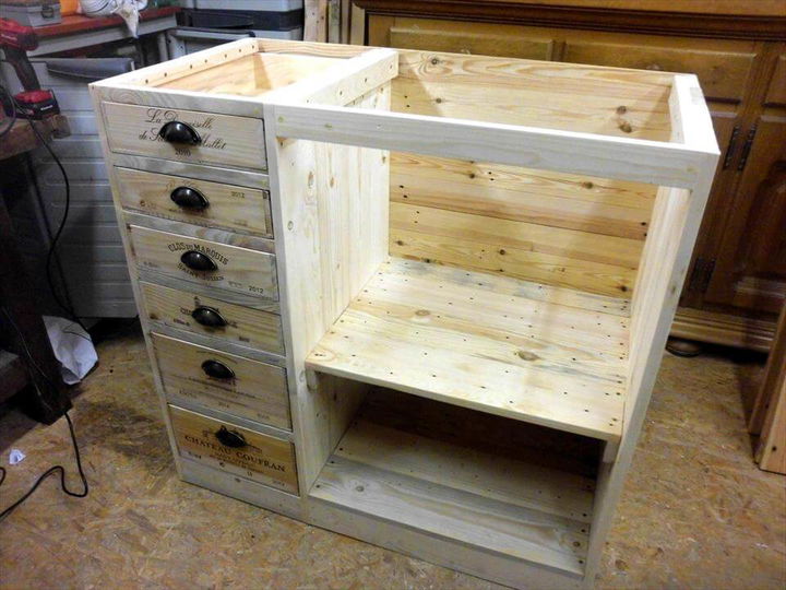 wooden pallet chest of drawers