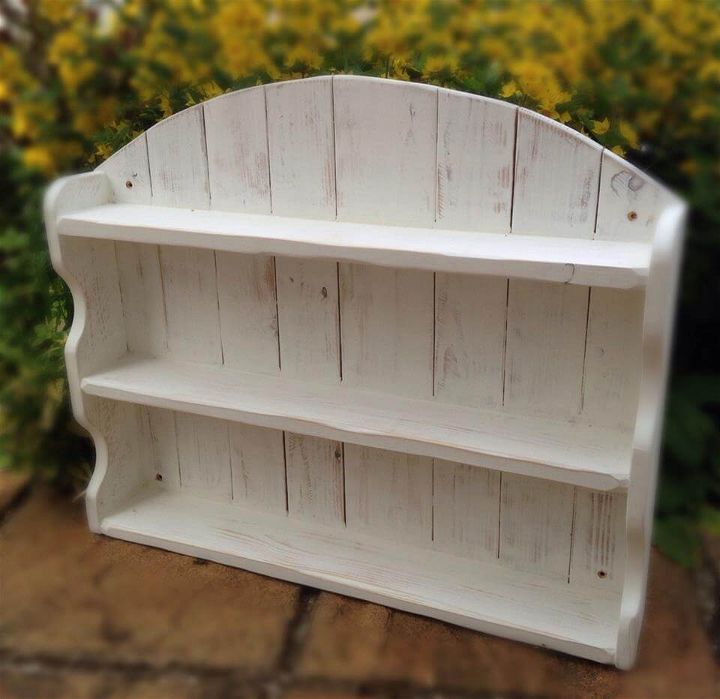 reclaimed shabby chic white pallet arched shelving unit