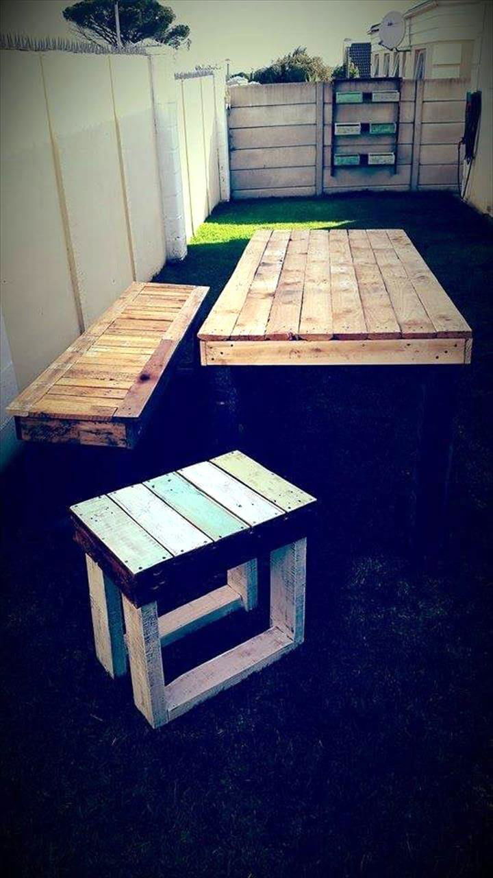 handmade pallet dining table set