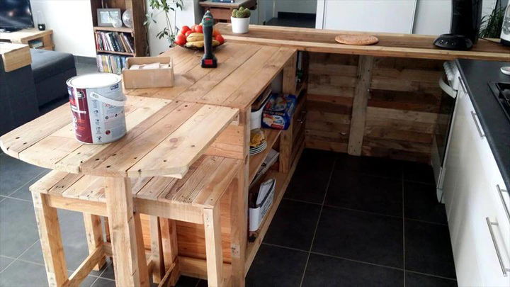 Pallet Kitchen Counter With Breakfast Table Storage Pallets Pro