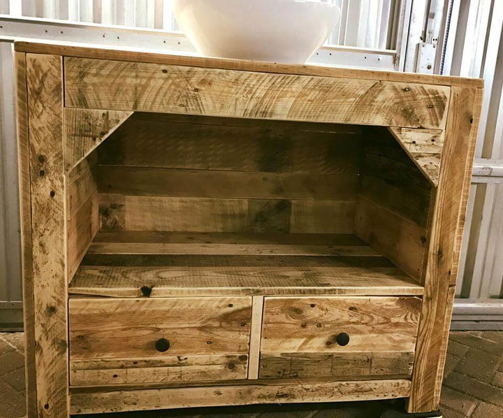 shabby chic style pallet bathroom cabinet