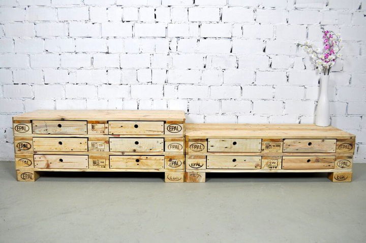 wooden pallet storage chest of drawers