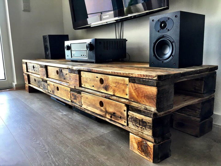 rustic pallet media console table