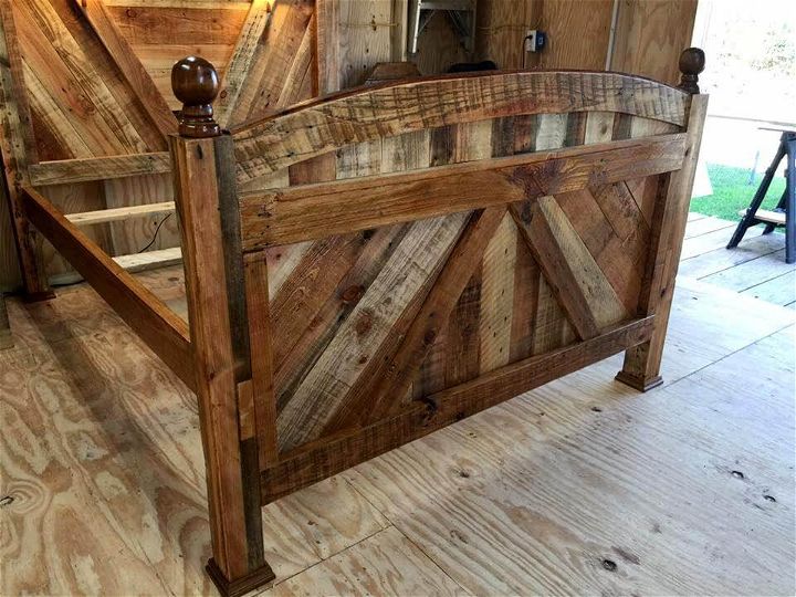 Diy Pallet Bed Frame With Lighted, Pallet Headboard And Footboard