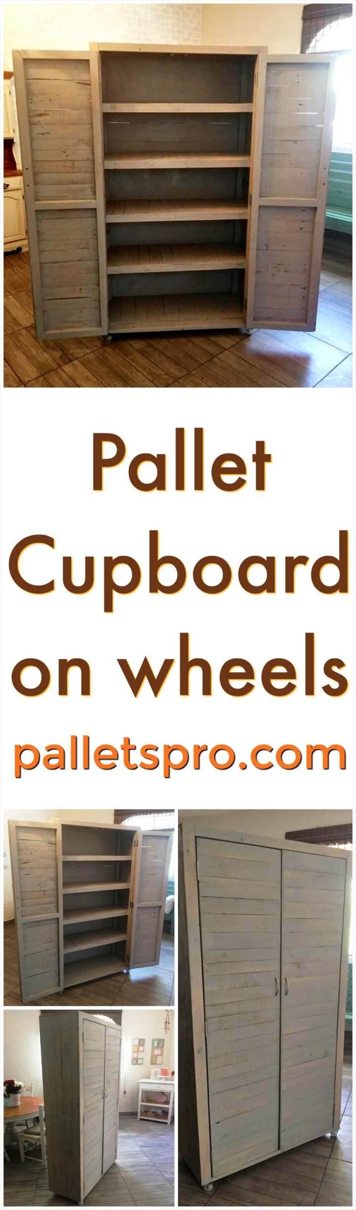 cute pallet cupboard on wheels