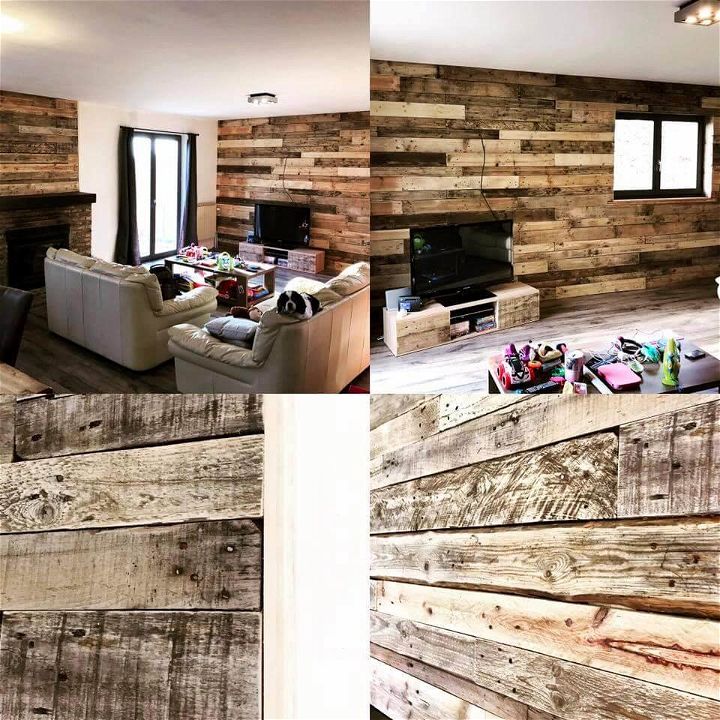 Recycled pallet wall paneling