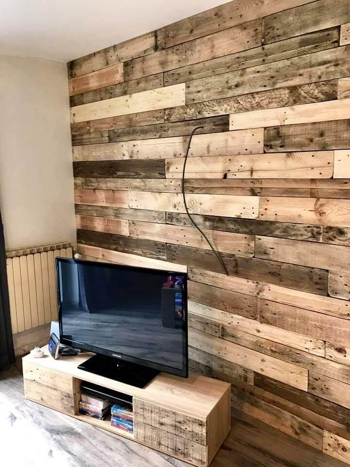 Re-purposed pallet wall paneling