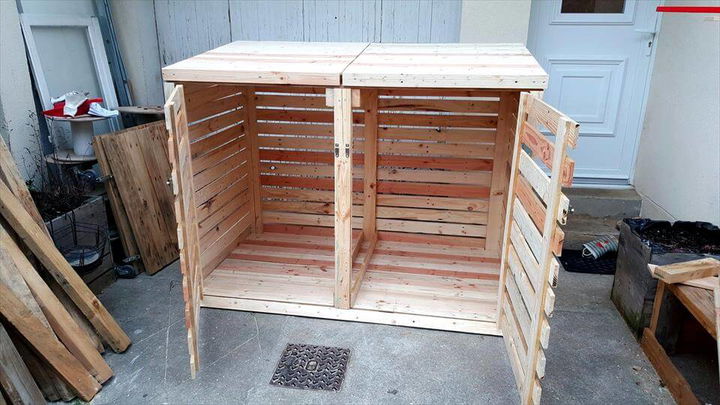 pallet trash can cabinet