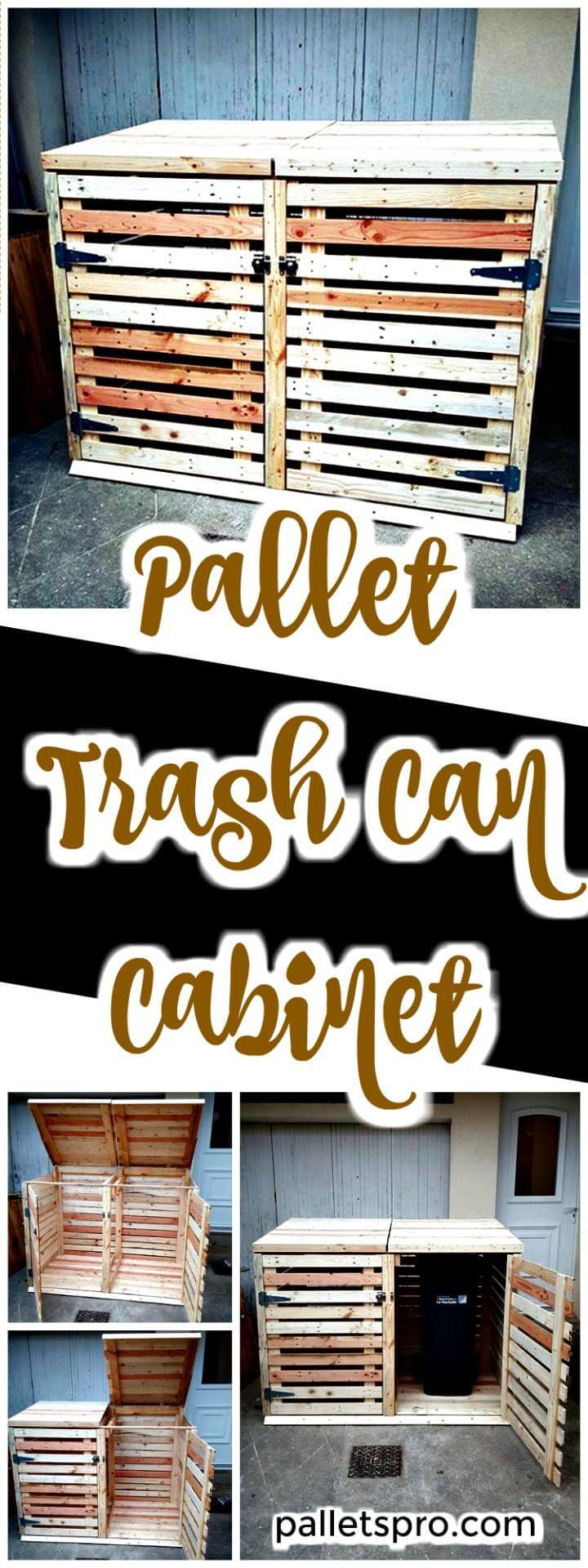 Pallet Trash Can Cabinet