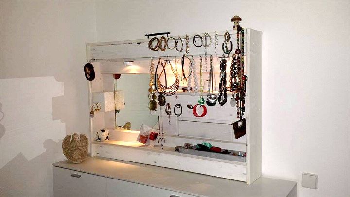 handcrafted pallet jewelry organizer