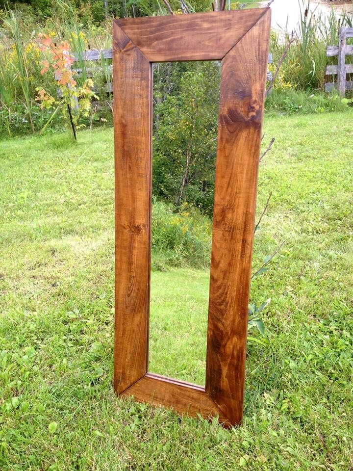 recycled pallet accent mirror