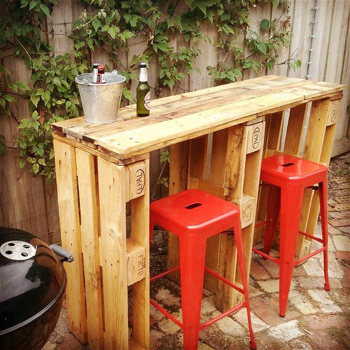 upcycled pallet bar table
