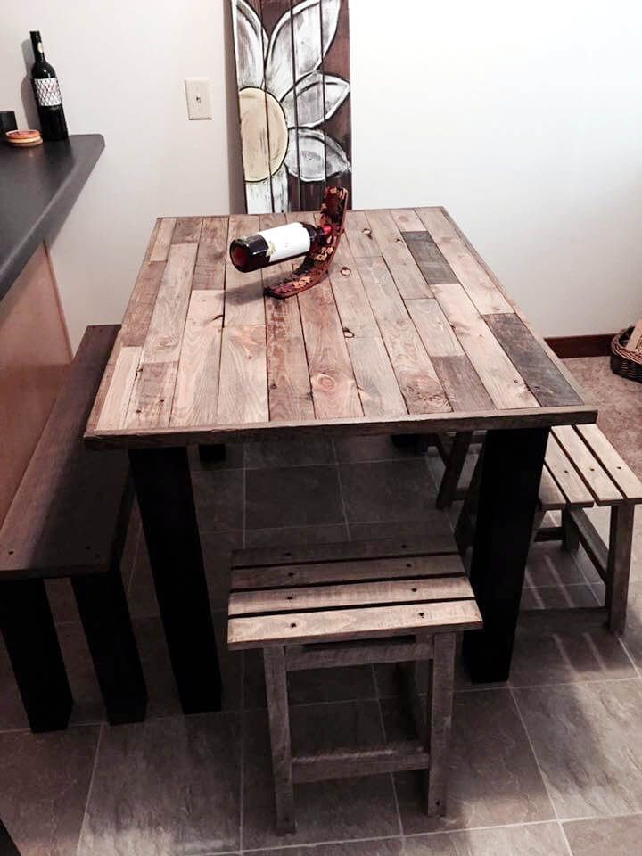 diy pallet table and stool set