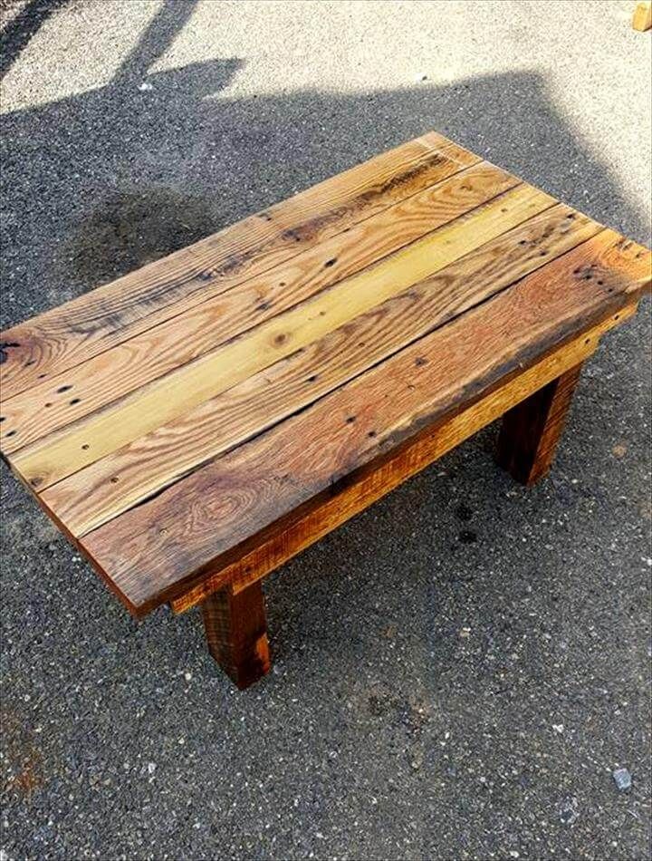 pallet coffee table with short wooden legs