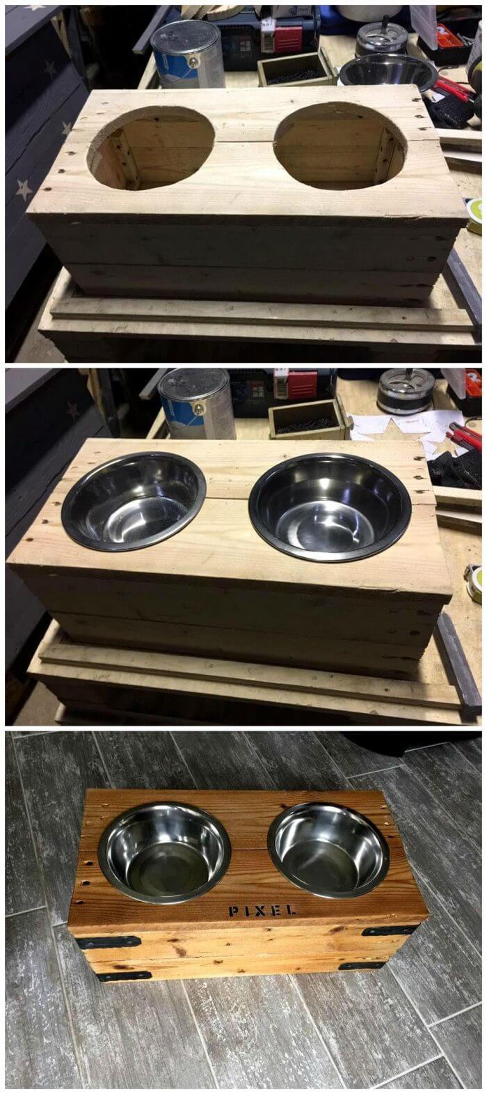 DIY Pallet Dog Bowl Stand or Dog Feeder