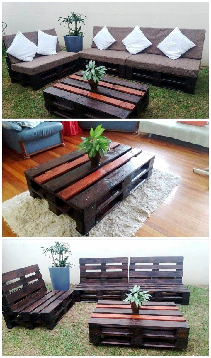 Diy Pallet Sofas And Coffee Table Set