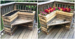 DIY Pallet Bench with Flower Box for Corner